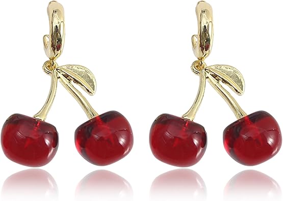 Cute Fruit Earrings for Women Fun 3D Pomegranate Lemon Cherry Strawberry Earrings Acrylic Resin Creative Food Earrings Funny Unique Earrings Jewelry Gift