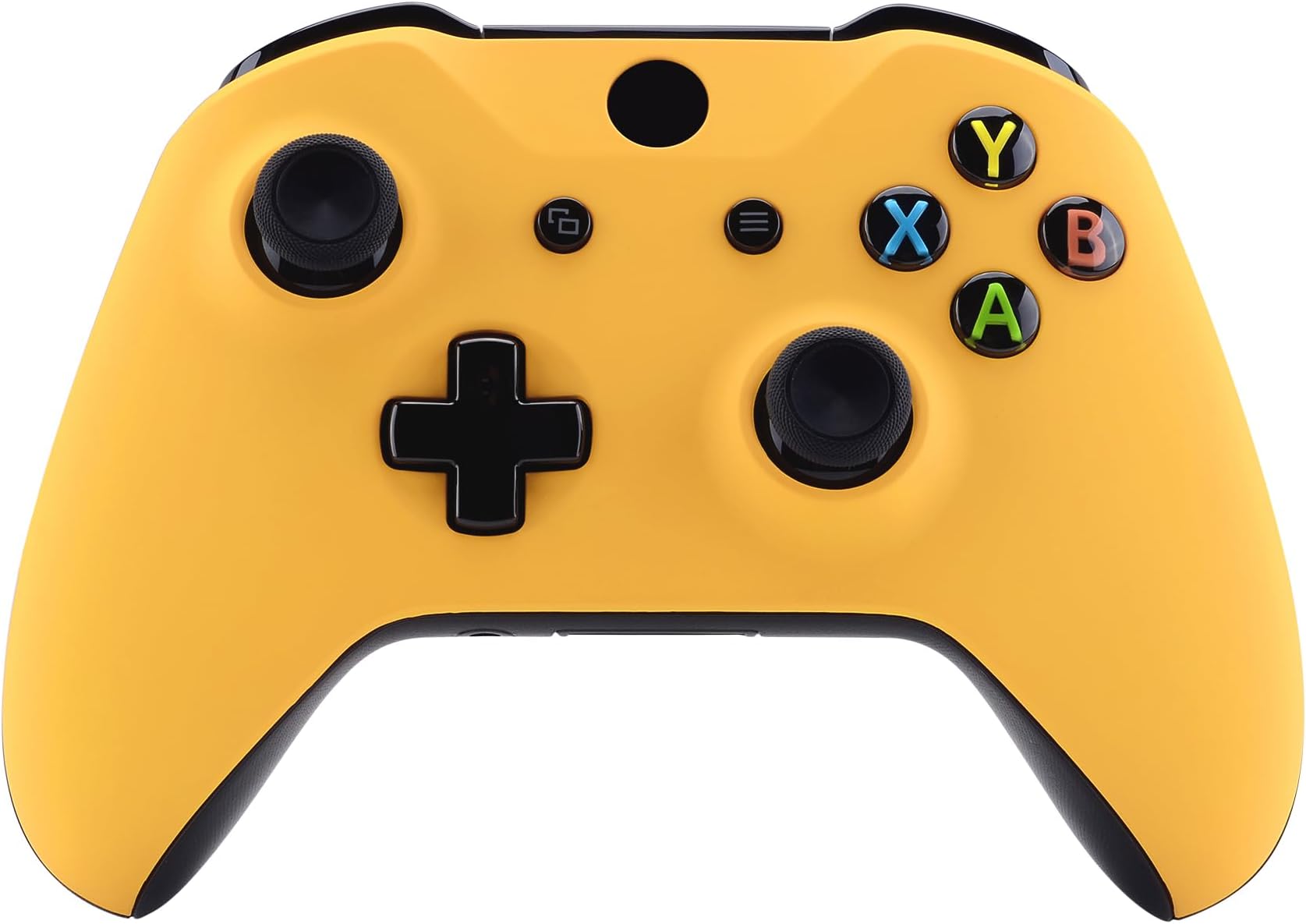 eXtremeRate Caution Yellow Faceplate Cover, Soft Touch Front Housing Shell Case, Comfortable Soft Grip Replacement Kit for Xbox One S & Xbox One X Controller (Model 1708)