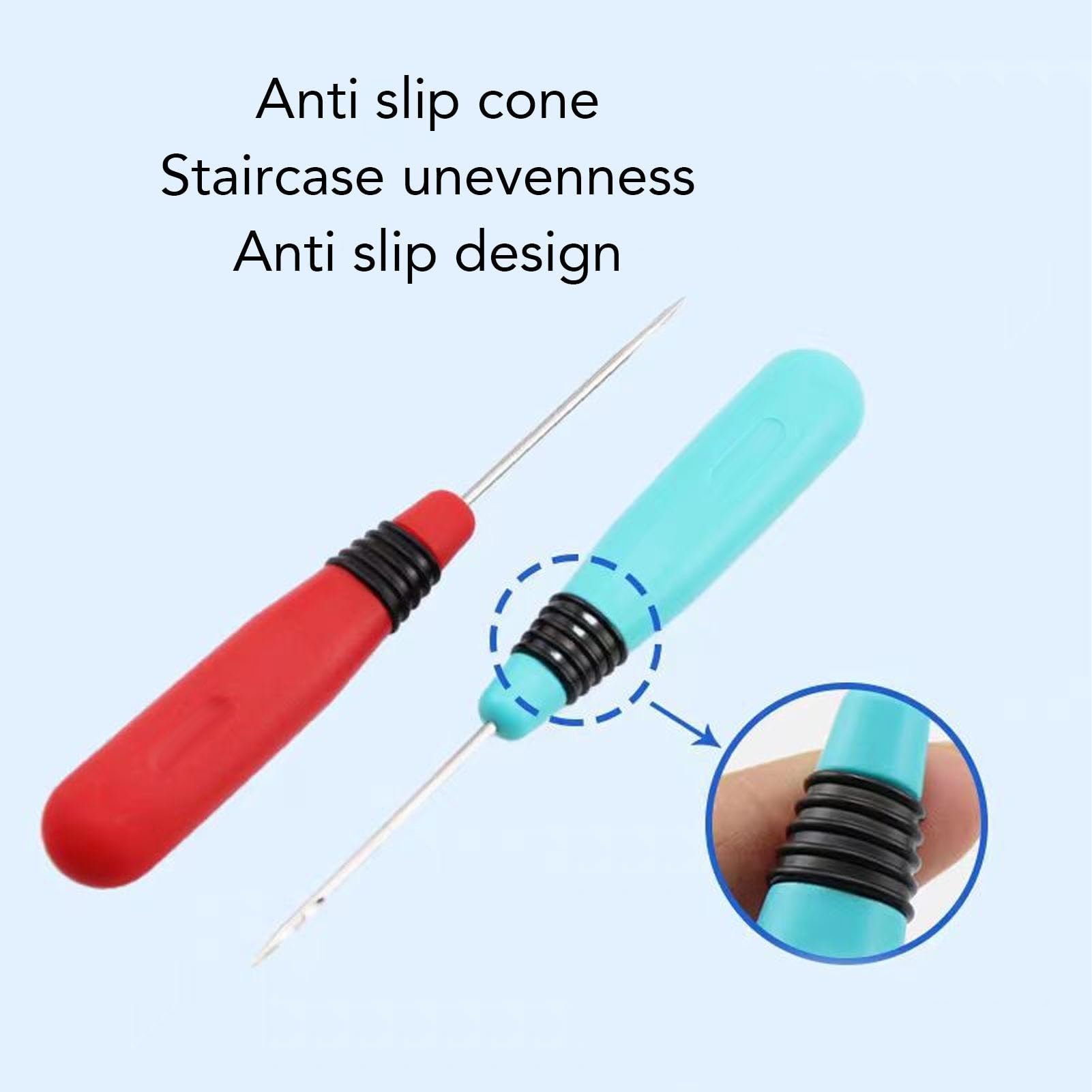 3pcs Sewing Awl Tool, Anti Slip Plastic Handle Portable Leather Awl Scratch Awl Leather Working Tools Ice Pick Tool for Sewing and Stitching