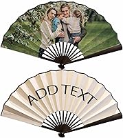 Vista 5 de WERWAES Personalized Folding Fan with Custom Photo Hand Held Fans Foldable for Wedding Dancing Saloon Cosplay Party Props Decorative Folding Fans