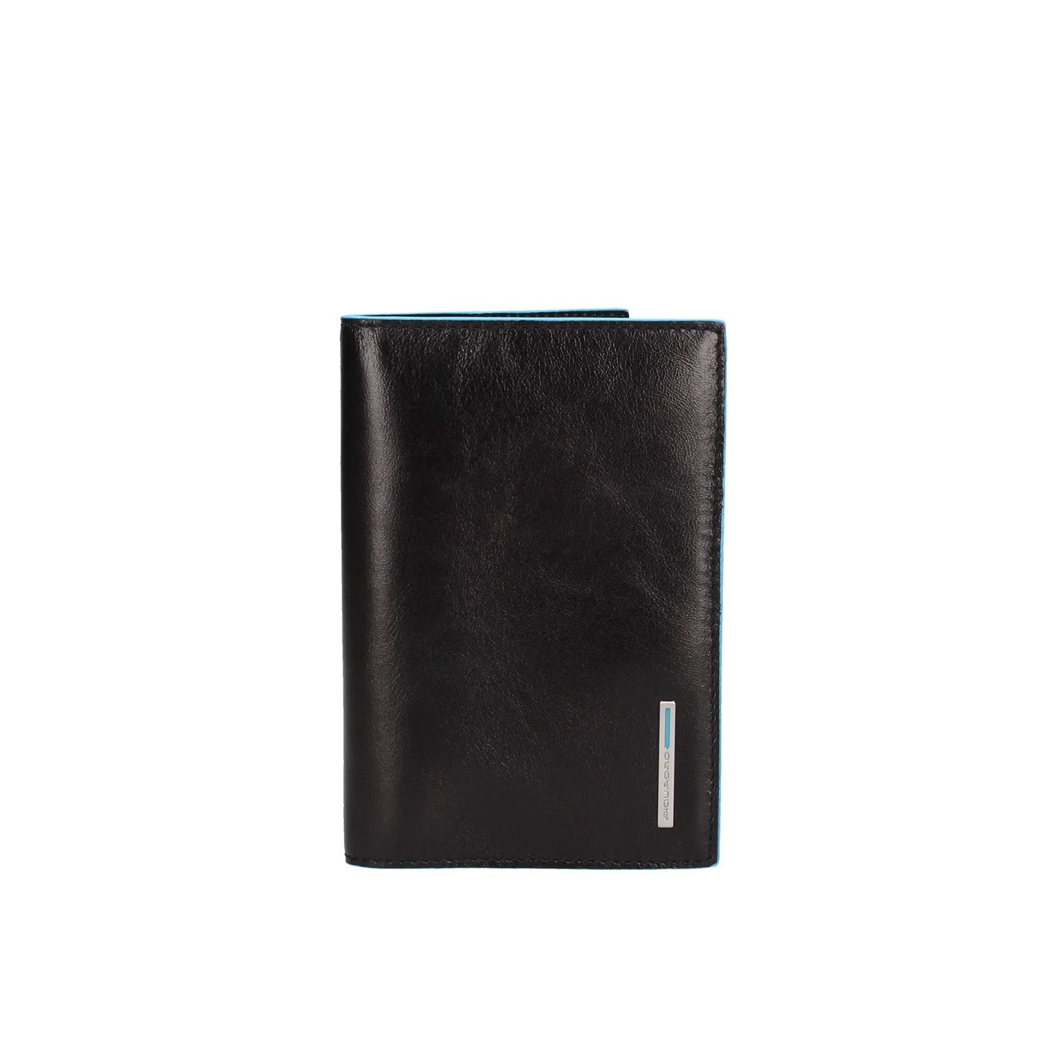 PIQUADRO - Porta Passaporto 9 cm Blue Square in Pelle - Unisex - Nero | Formato viaggio, Elegante e Professionale, Compatto, Trasferte