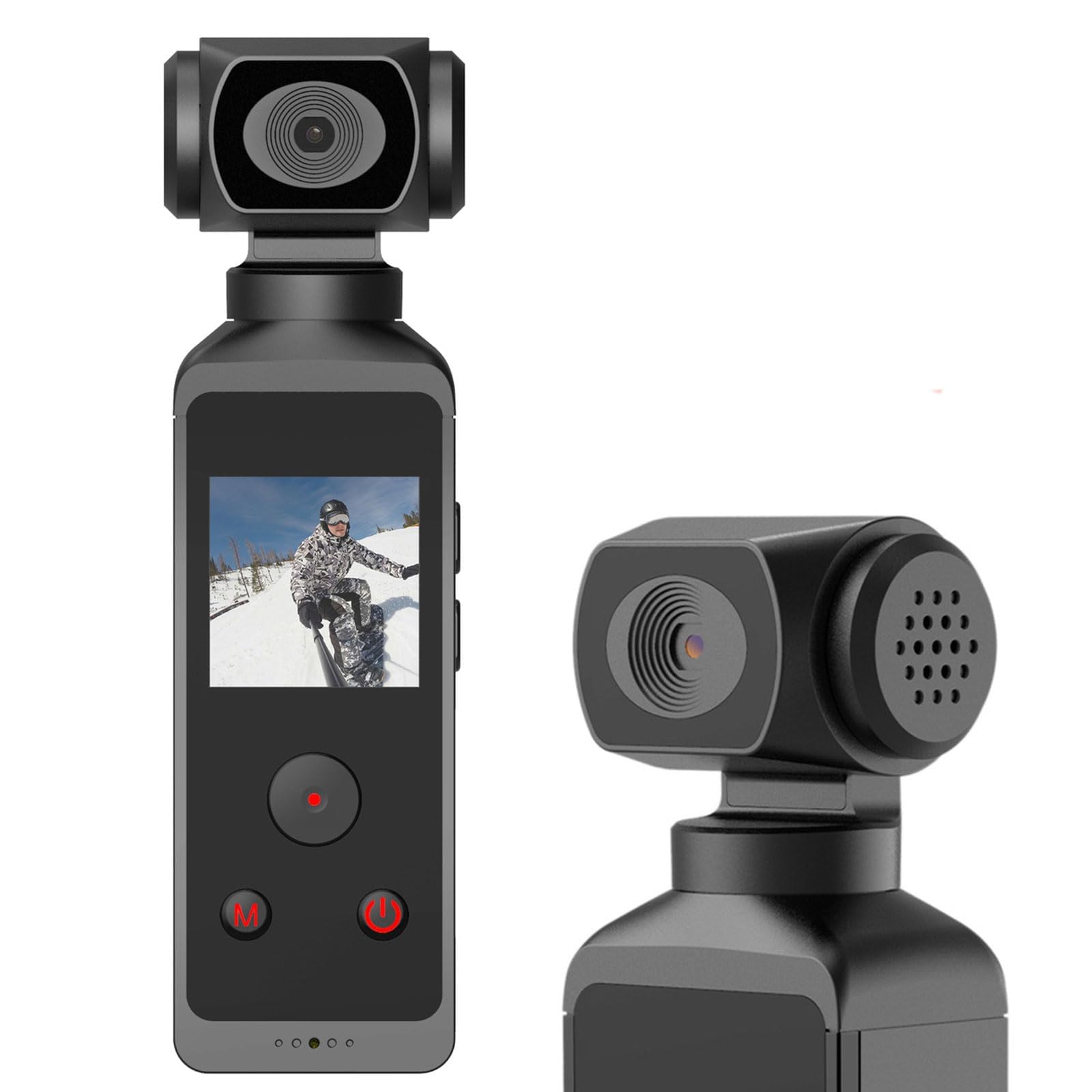 Sportowa kamera kieszonkowa, 3-osiowy ręczny stabilizator gimbala, rejestrator wideo 4k / obiektyw obrotowy 270° / wideo HD 1080p / złącze zewnętrzne mikrofonu 2,5