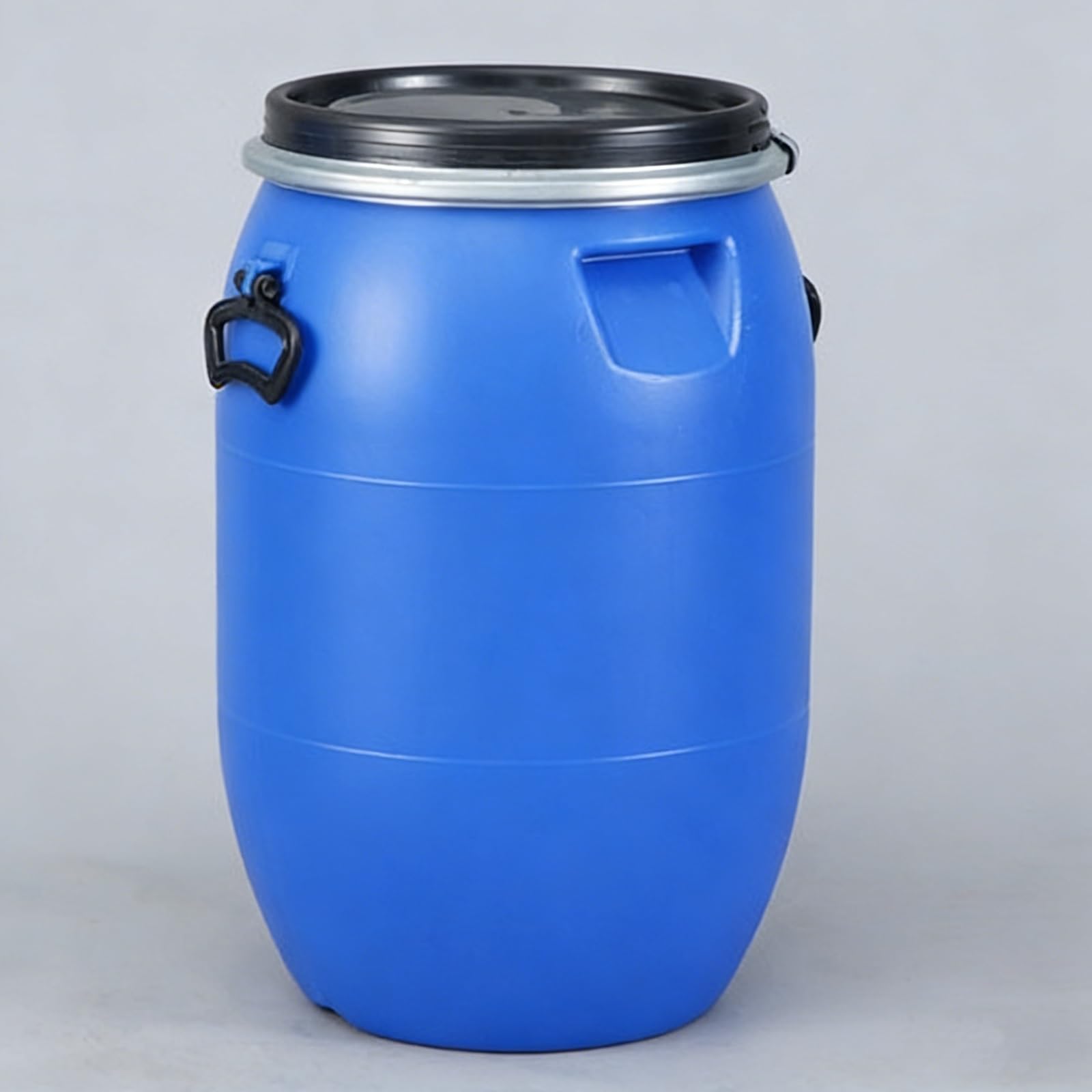 Barril de Transporte de Plástico Azul, Depósito de Agua con Tapa, Barril Abierto con Anillo de Cierre, Contenedor Industrial Hermético para Almacenamiento y Envío en Exteriores(30L)