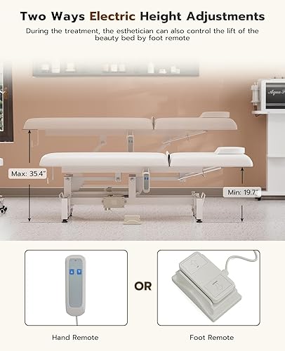 Miniatura 2 de Icoget Mesa de masaje eléctrica para esteticista, mesa de tratamiento de camas faciales para salón, mesa de terapia física profesional, camas con