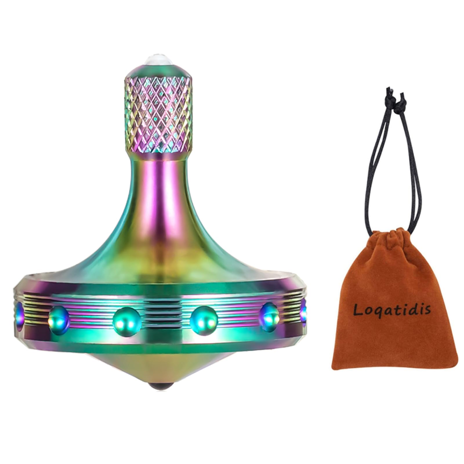 LOQATIDIS Precision Metal Spinning Top, Spin Smooth for A Long Time, Best Spin Time Over 8 Minutes, Perfect Balance Well Made EDC Desktop Gyro Toys for Adults | Unique Gift (Colorful)