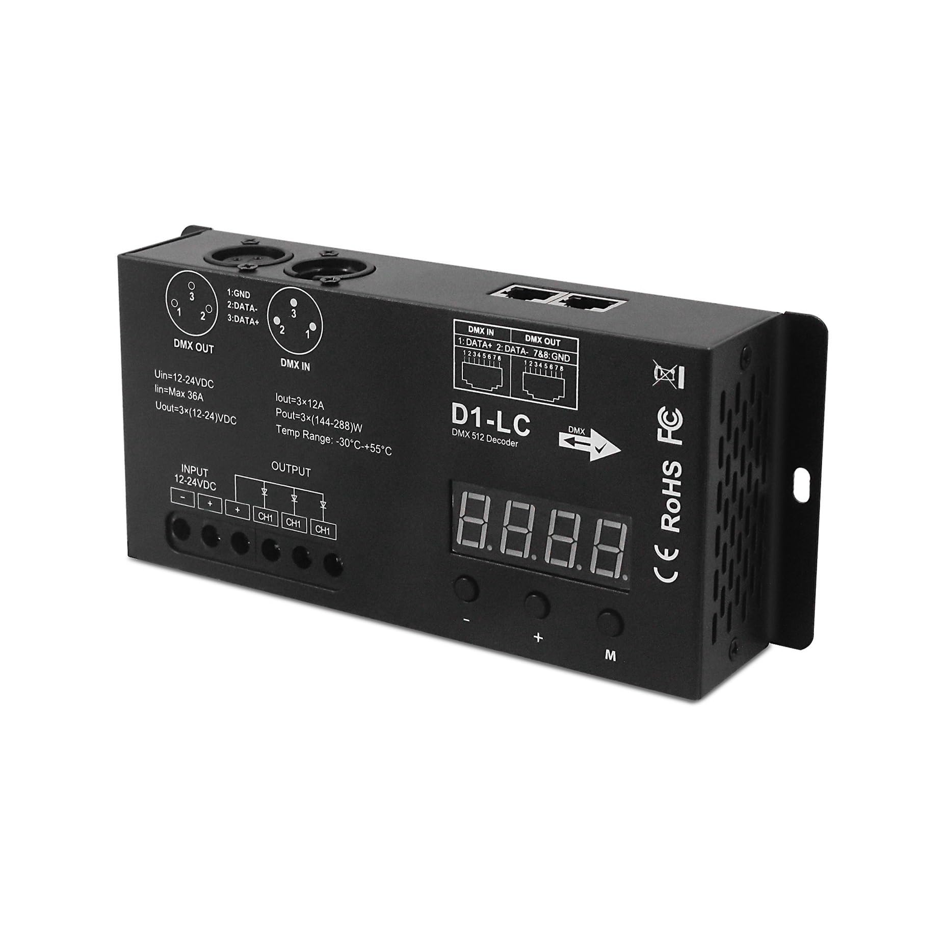 Hochleistungs-1-Kanal-DMX512-Decoder, monochromes Lichtstreifen-Display, DMX512-Controller, Bühnenlichttechnik, LED-Dimmer