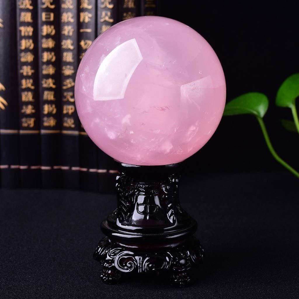 bola de cristal (en la magia occidental) 3.9 pulgadas (100 mm) de la bola de cristal rosado natural con resina de soporte y caja de regalo for la bola decorativa, Fotografía Lensball, Mirando adivinac