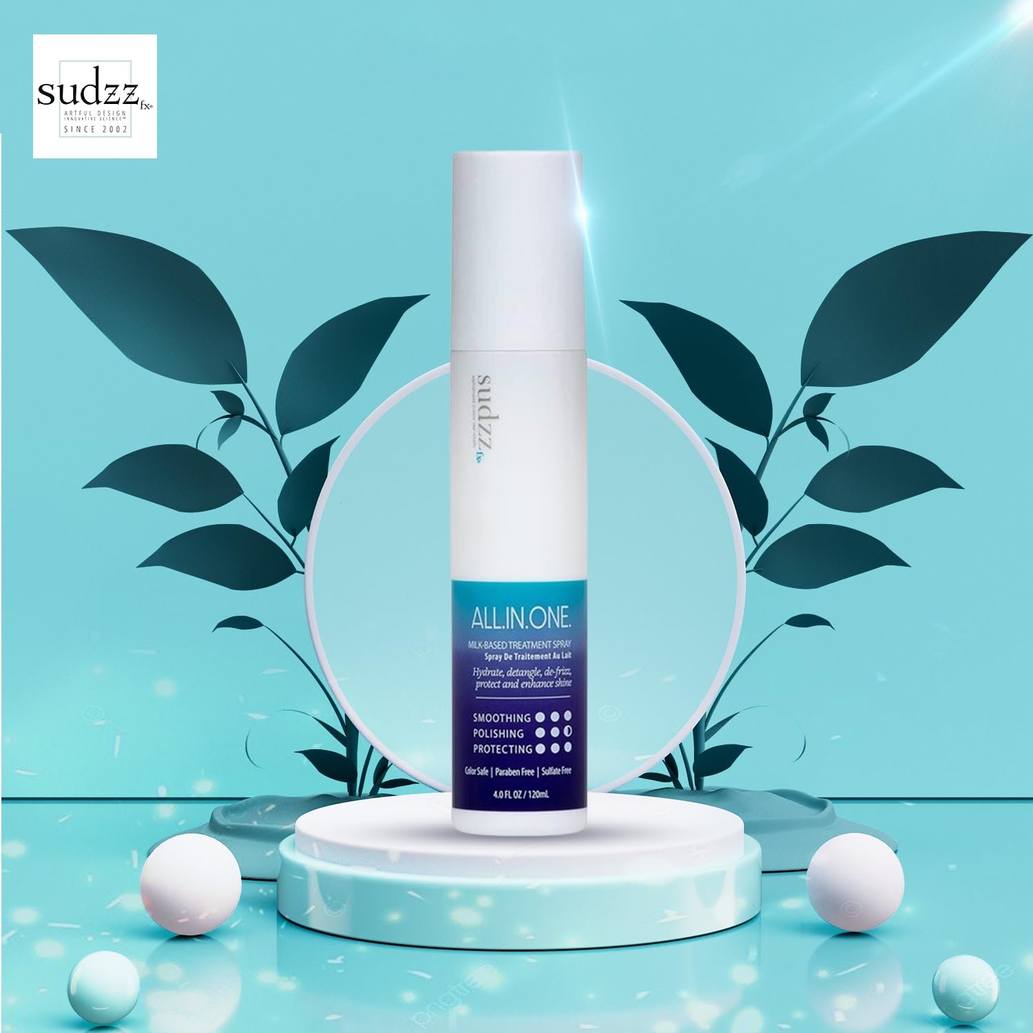 SUDZZFX ALL IN ONE Powerful Leave-in Hair Detangler - Creates Shine - Heat Protection - Smoothes Frizzy Hair - Color Safe - Sulfate Free
