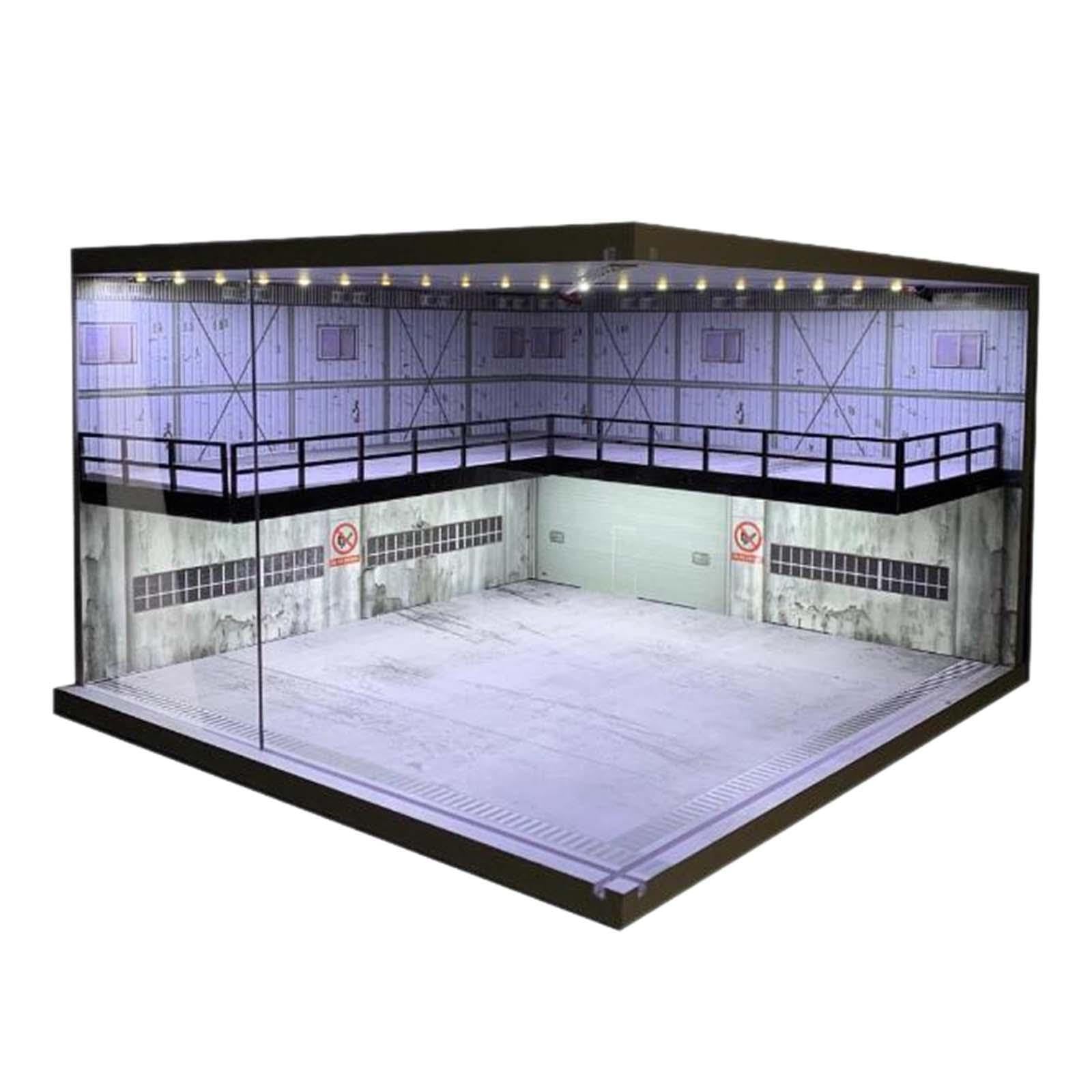 Fantastische Vitrine mit LED Beleuchtung für Modellautos im Maßstab 1:64. Die doppelstöckige Ausstellungshalle eignet Sich hervorragend zur Aufbewahrung und, Blauer Ziegelstein