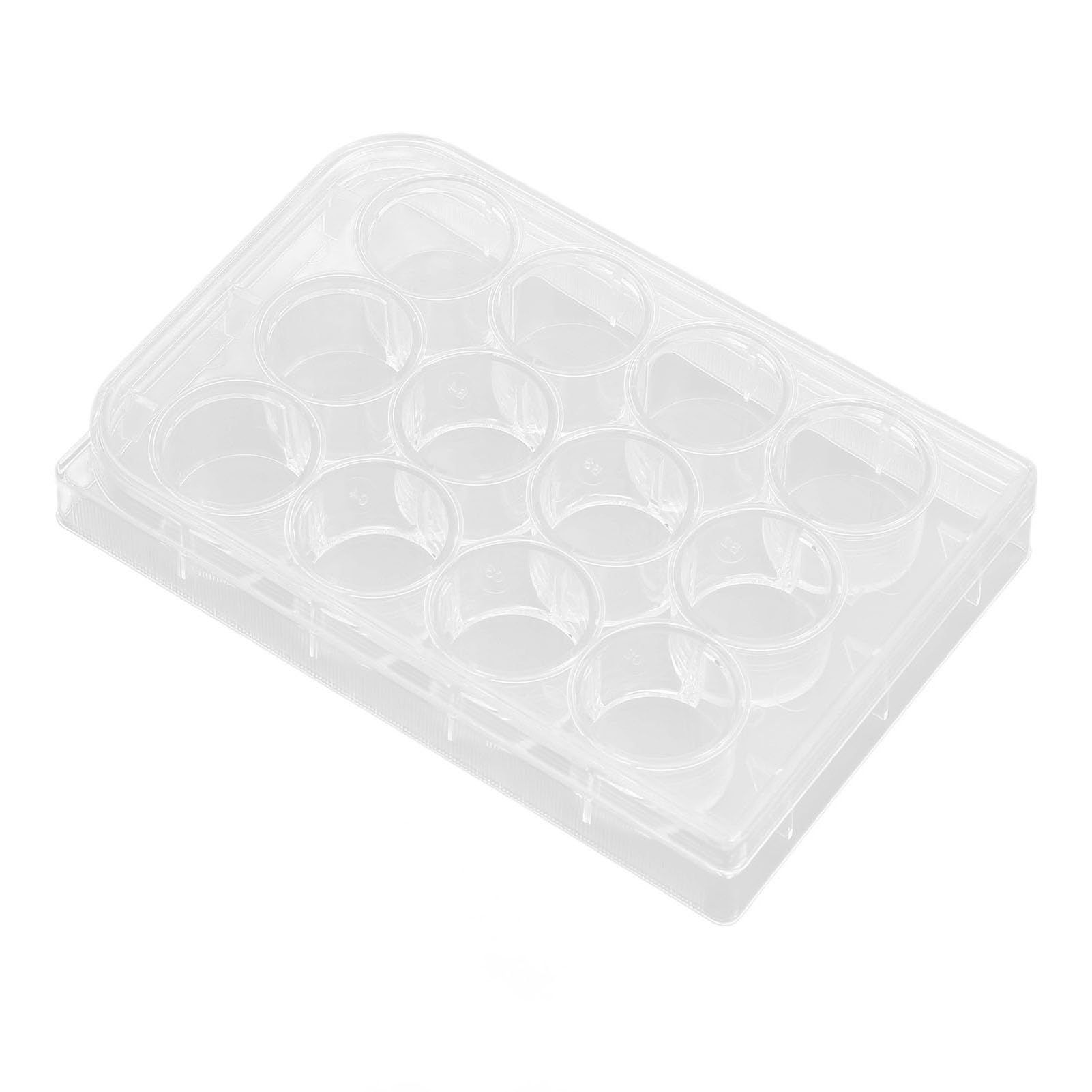 10pcs Polystyrene Tissue Culture Plates with Lids, Highly Transparent, Flat Bottom, Numbered Wells for Easy Observation, Ideal for Laboratory and Biology Room Use (12 Holes)