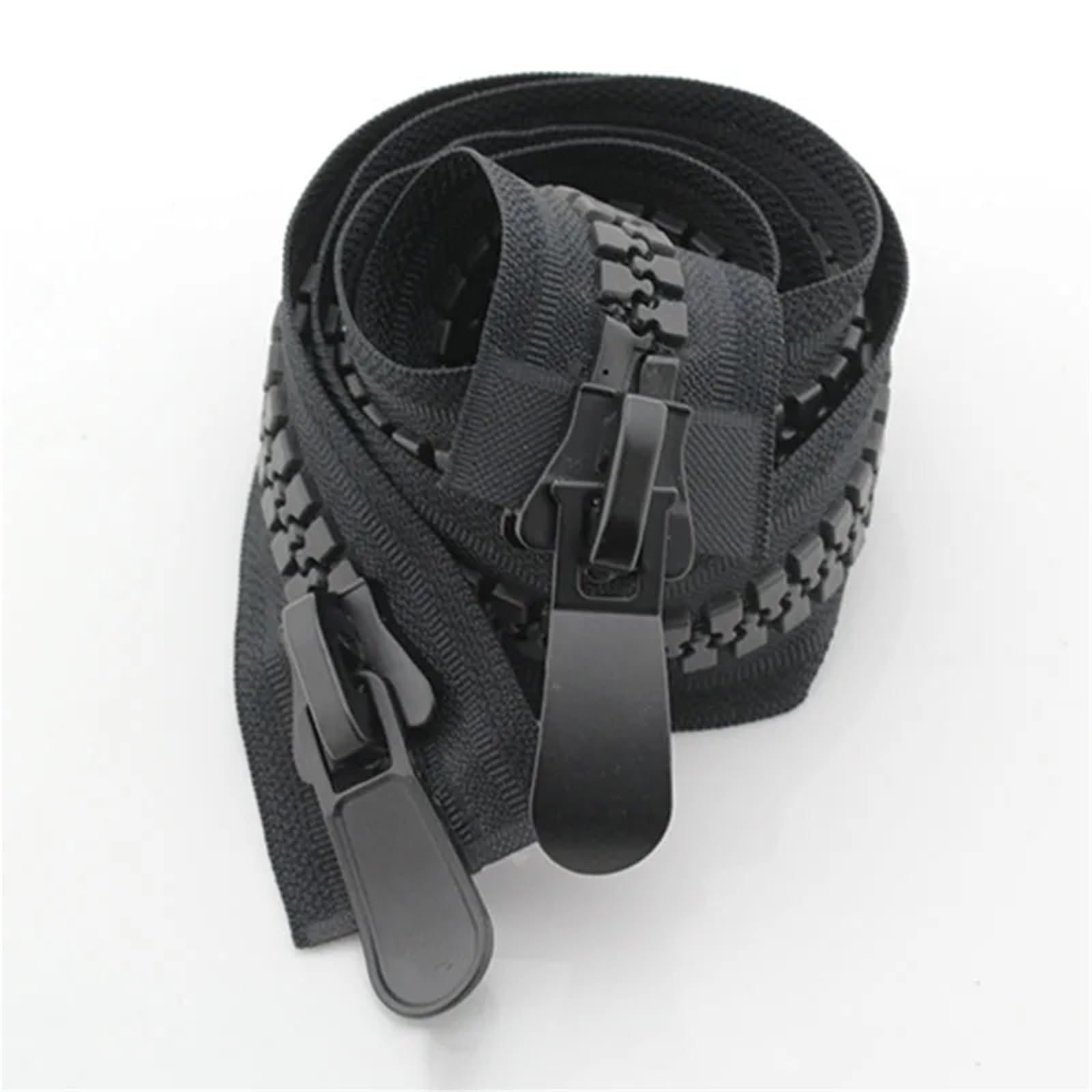 Two Way Zipper 2pc 50-150cm Double Way Separating Super Large Resin Zipper Black for Parka Down Jacket Coat Tent Sliders DIY Sewing(Black,90cm)