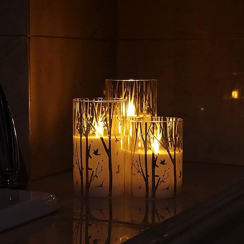 Miniatura 10 de Velas LED sin llama de cristal dorado con temporizador de 6 horas, juego de regalo de vela LED sin llama, luz blanca cálida parpadeante, pilas