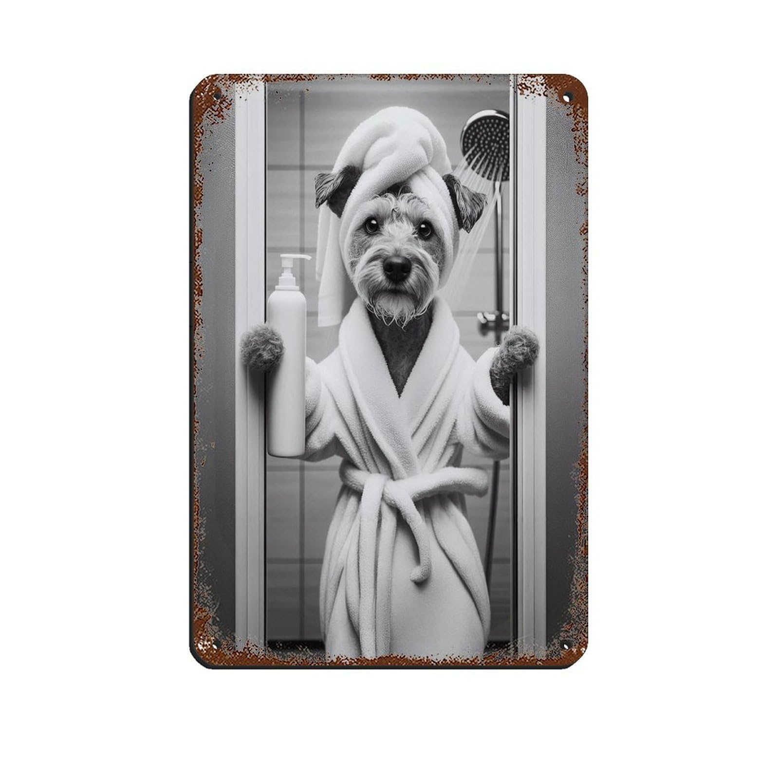 Lxwnze 20L X 30W Cm Patterdale Terrier Bathroom Art Poster Tin Sign Vintage Metal Pub Club Cafe Bar Home Wall Art Decoration Poster Retro 8X12inch(20X30cm)