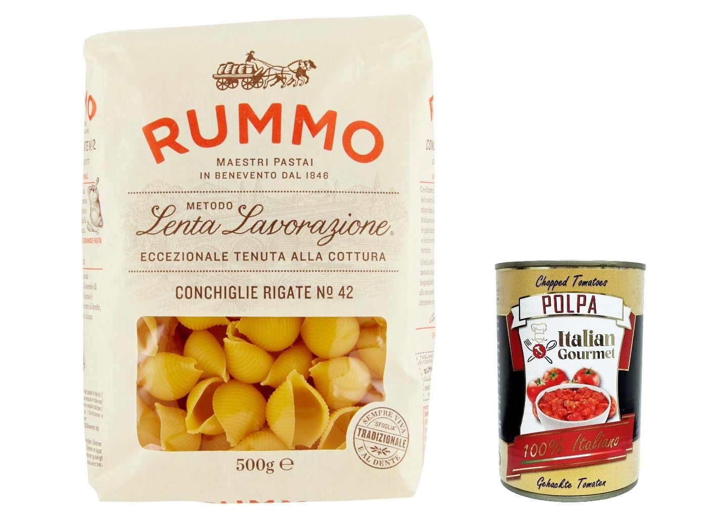 Italian Gourmet Conchiglie Rigate N.42 pâtes de blé dur 20 x 500g