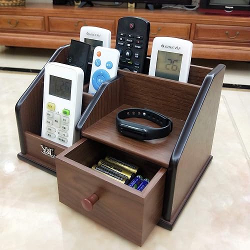 Miniatura 3 de Wooden desk organizer with Drawer,Multifunctional Office & Home Storage Organizer as Large pencil holder makeup organizer remote control holder etc.