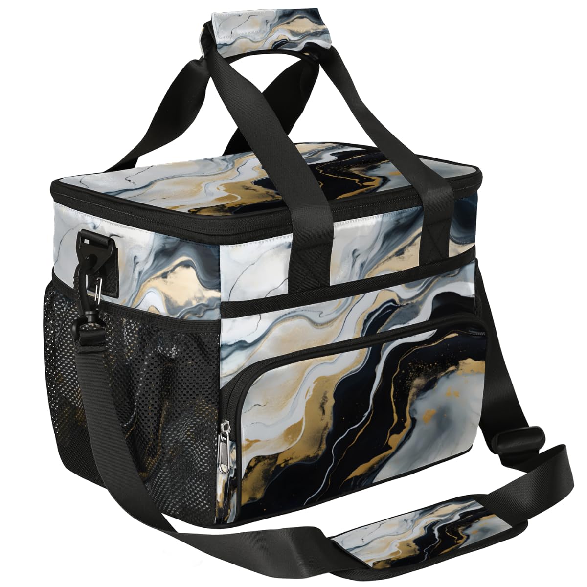 Marbling Pattern Insulated Picnic Backpack Lunch Box for Women Men Picnic Basket Tote Lunch Bag Picnic Bag Portable Lunch Bags for Picnic, Beach, Work, Trip,Office, Camp Marble Texture Fashion