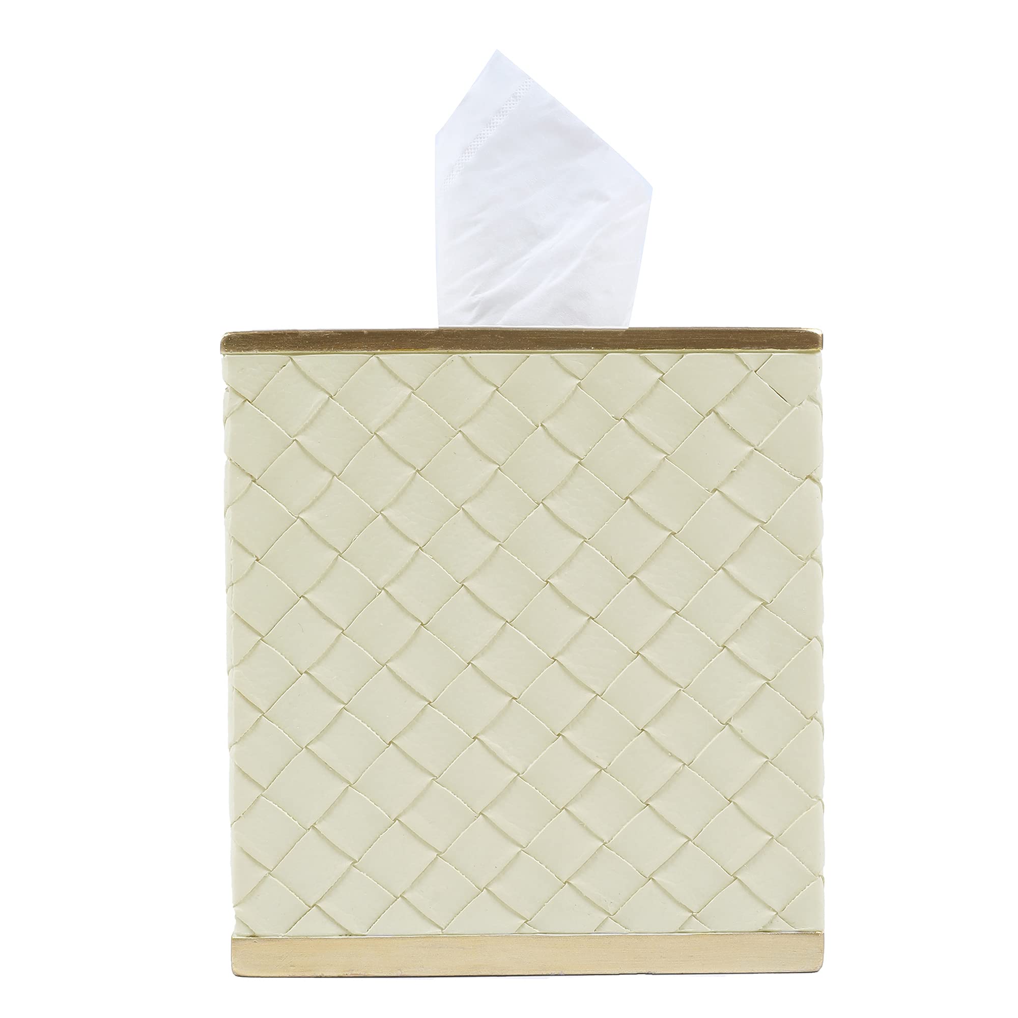 Hymmah Modern Square Tissue Box Cover Holder,Bathroom Accessories Decor Unique Design Tissue Box Cover for Bathroom Vanity Counter Tops Also Great for Bedrooms and Living Rooms