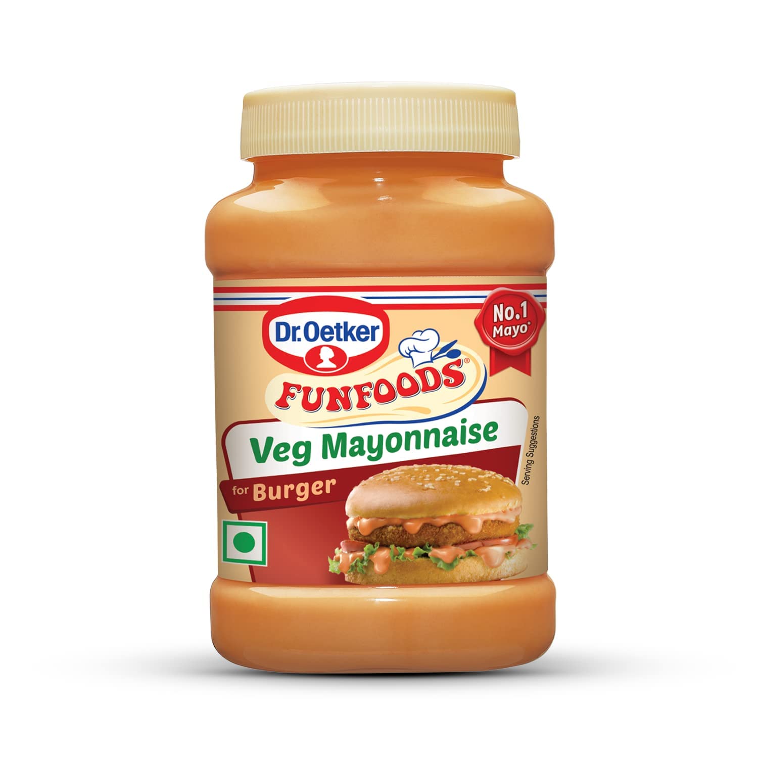 Dr. Oetker FunFoods Veg Burger Mayonnaise, 250g | 38% Juicy Tomatoes | Creamy & Tangy Burger Mayo | 100% Vegetarian | Ideal Spread for Burgers, Sandwiches, Fries & Quick Snacks