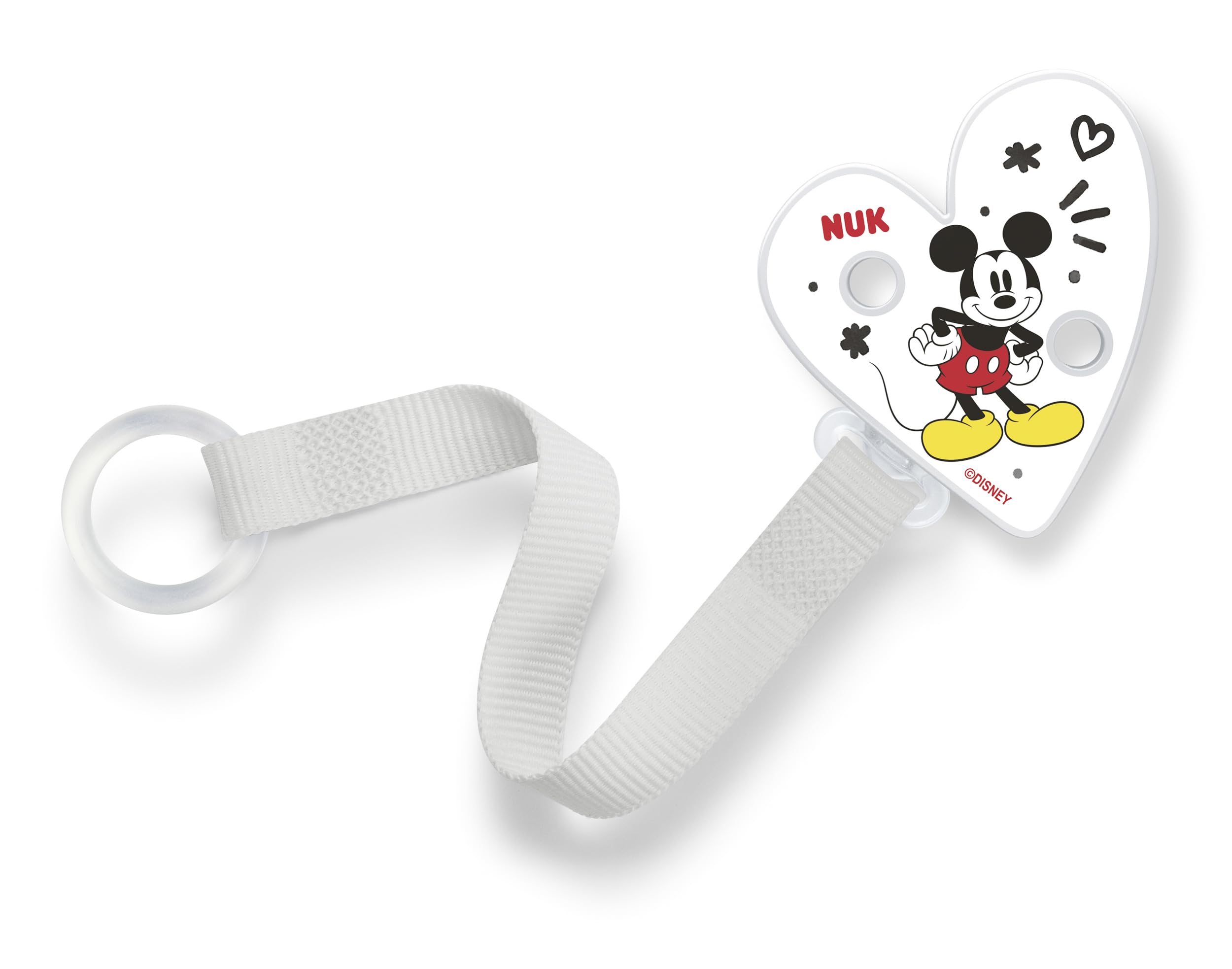 NUK Schnullerband mit Clip | für alle Schnuller | stabil und bruchsicher | Disney Micky Maus