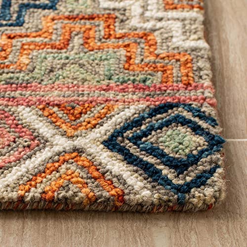 Image of Hand-Tufted Wool Carpet for Living Room 6x8 feet Peach Geometric Design Anti-Skid High Pile Thick Carpet & Rugs for Bedroom & Hall