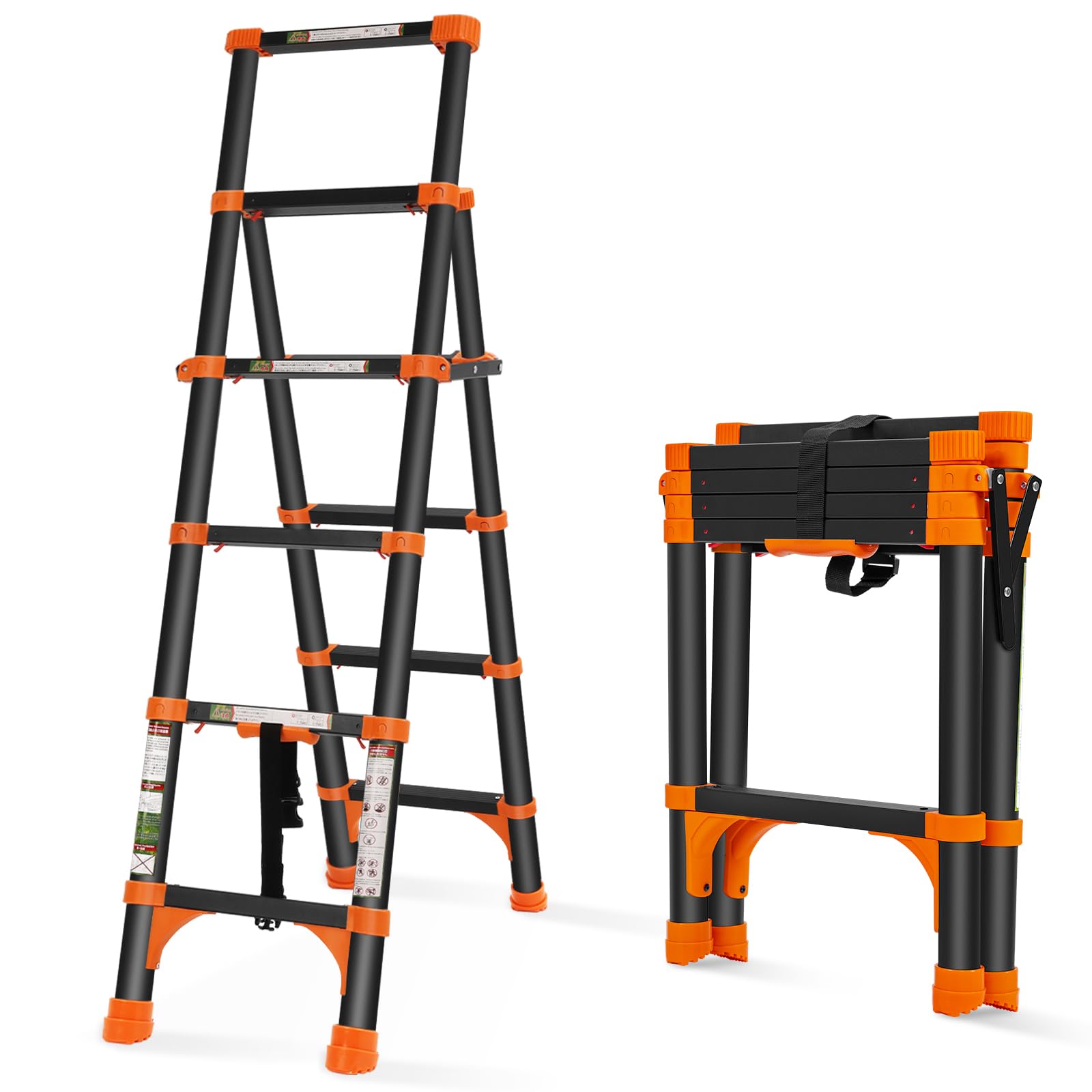 RIKADE A-Frame Telescoping Ladder with 1-Button Retraction