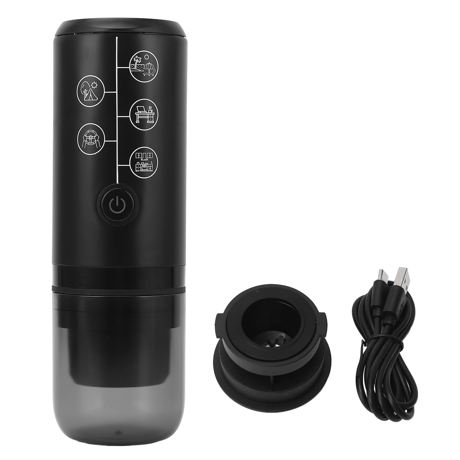 Pilipane Cafetera de cápsula de cápsula eléctrica de 17 bares de cafetería recargable por la máquina eléctrica portátil para el hogar al aire libre (Negro)
