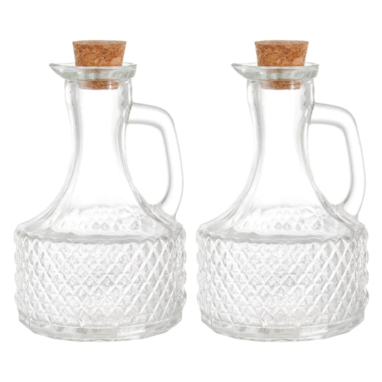 CALLARON 2 botellas de aceite de vidrio de 14 onzas con recipiente de aceite transparente de corcho, botella de almacenamiento de vinagre de aceite de cocina, botella de aceite de oliva, dispensador