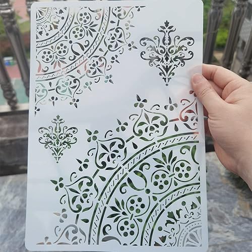 XUAN YANG Plantillas decorativas de mandala tamaño A4, plantilla de flores, plantilla reutilizable para pintar sobre muebles de madera,