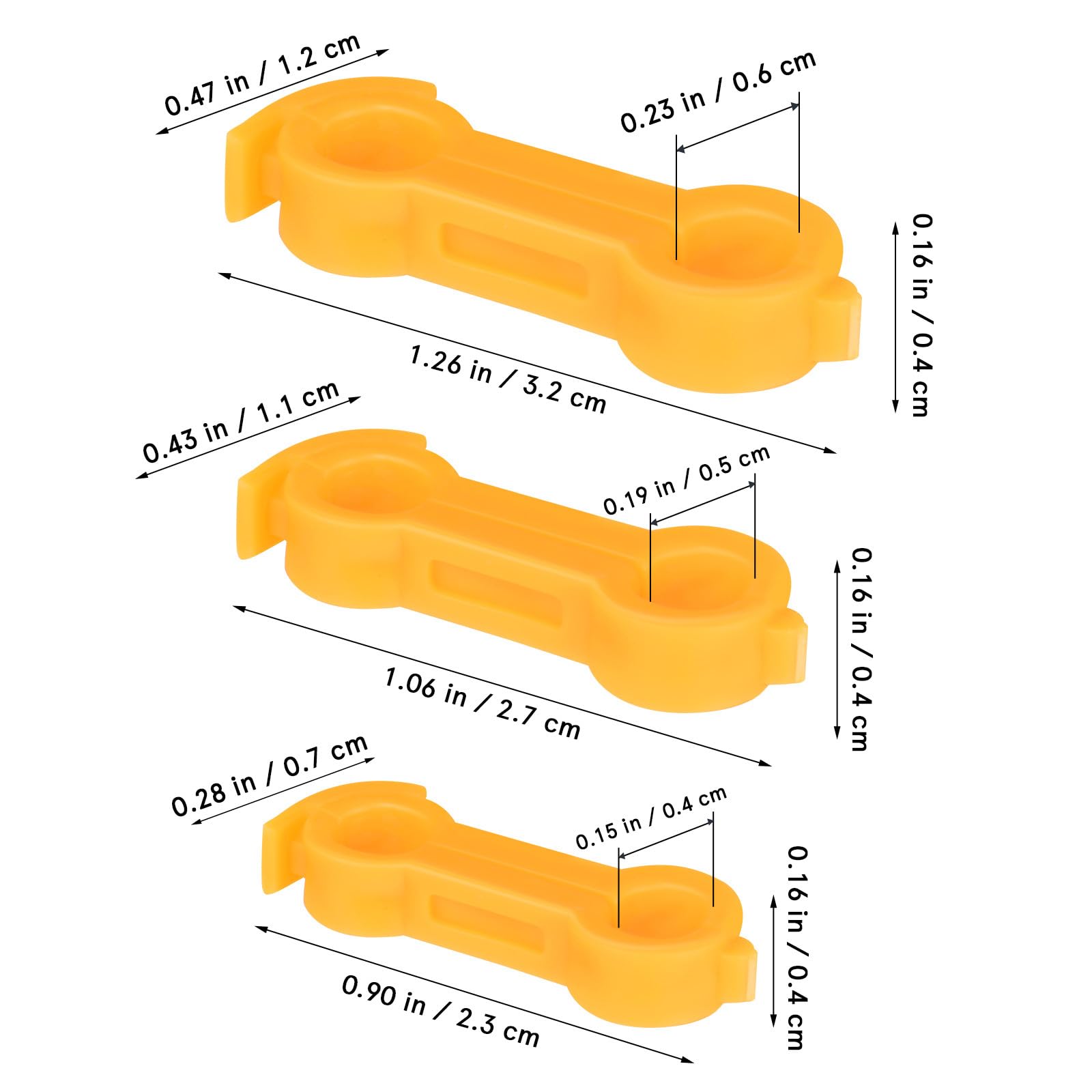 TEHAUX Bandas Correctoras para Patas de Pollitos y Aves, Anillos de PVC de Diferentes Tamaños, Sujeción Segura Crecimiento Saludable, Paquete de 12 Unidades Amarillas