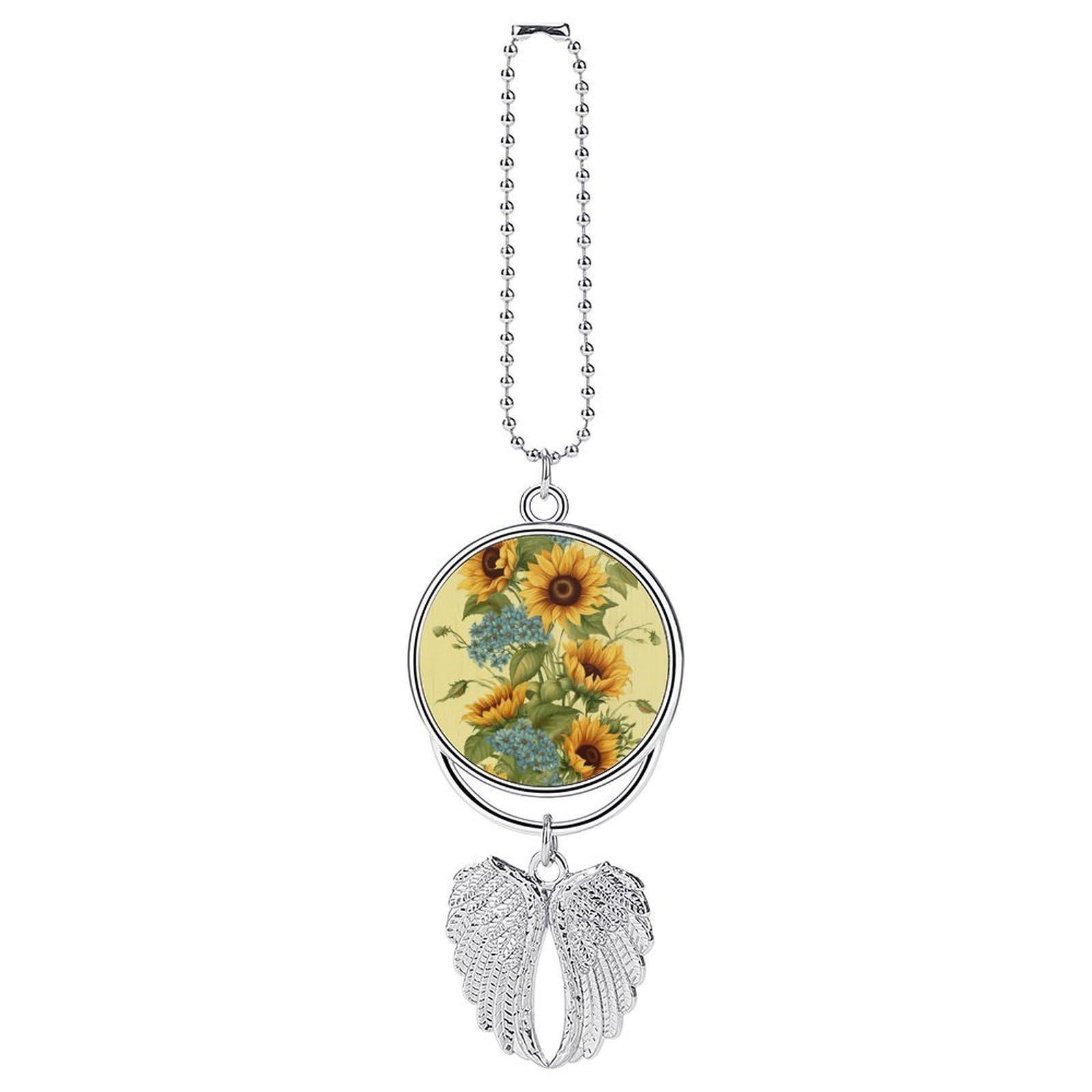 Sunflowers Car Pendant Hanging Swing Auto Rear View Mirror Hanging Car Rear View Mirror Charm Truck Hanger Ornament Charm for Car Rear View Mirrors Accessories