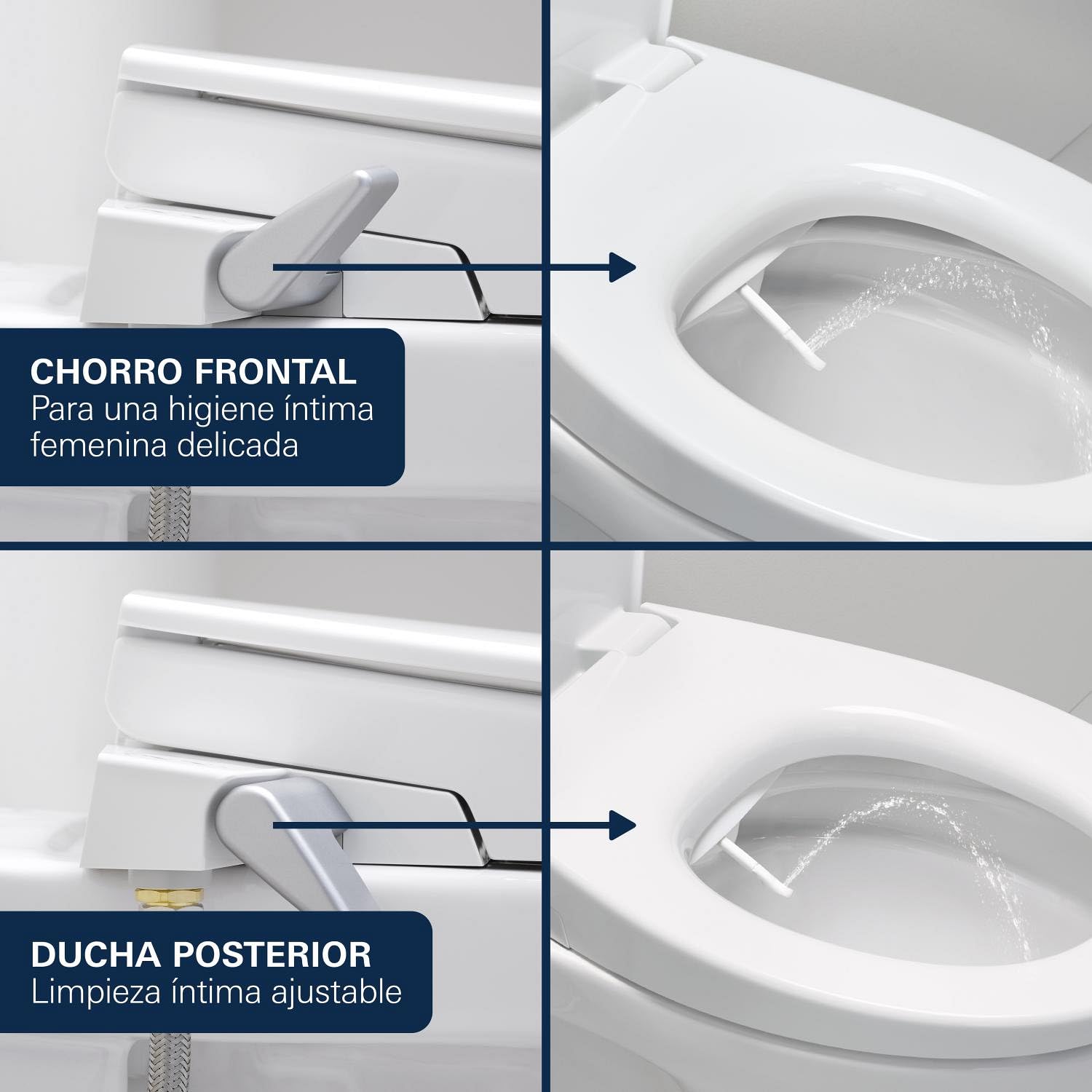 GROHE BAU Ceramic Asiento de bidé manual con tapa, ambos con caída amortiguada (asiento Duroplast, sin electricidad, 2 brazos autolimpiables, toma de agua 3/8"), 39648SH0