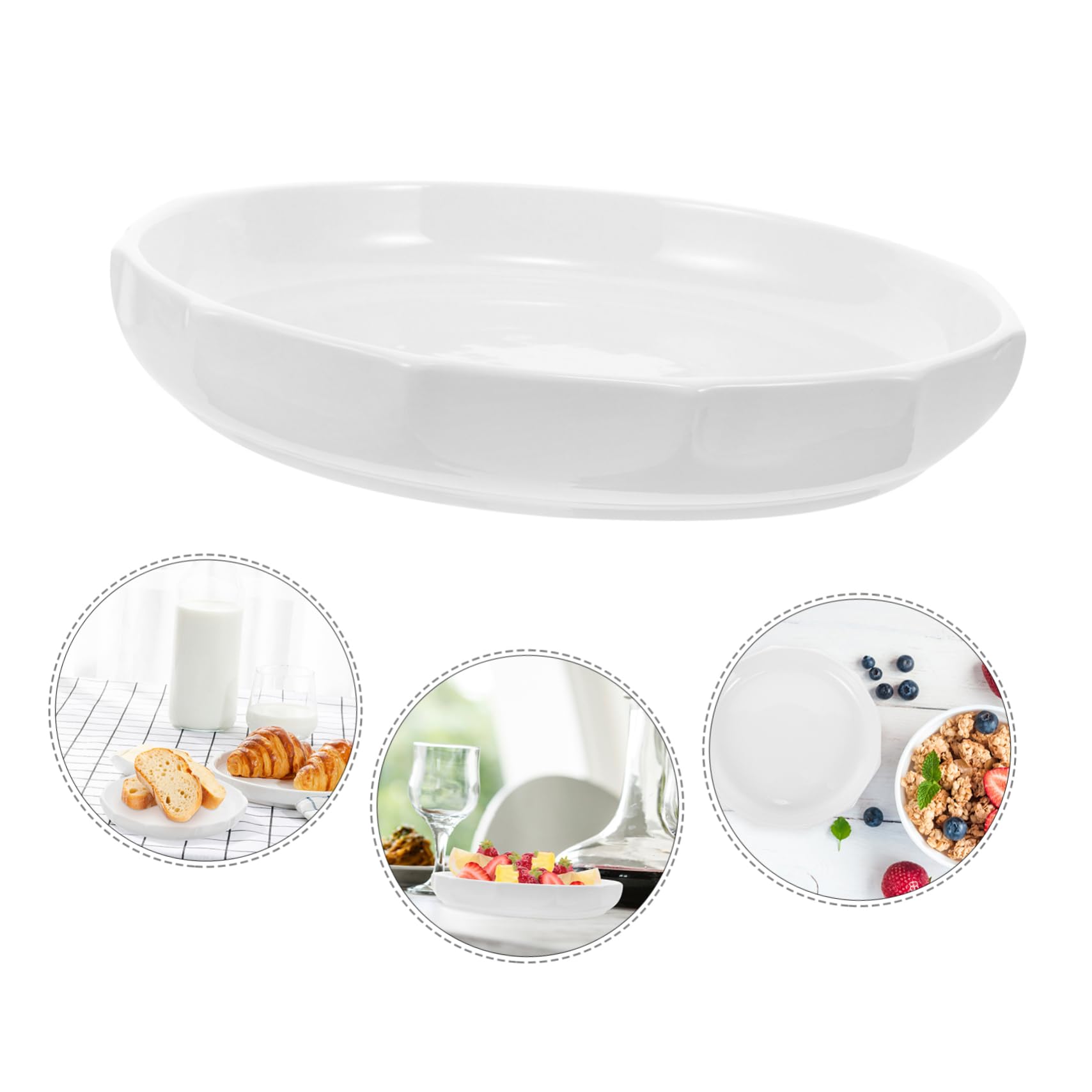 Gadpiparty Assiette Creuse Céramique Motif de Lotus Assiette Service pour Restaurant Hôtel Cuisine Polyvalente