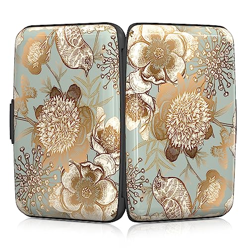 Image of Rimilak Aluminuml Credit Card Holder, Mini Credit Card Wallet RFID Blocking Slim Metal Hard Case for Women Men, Butterfly Flower