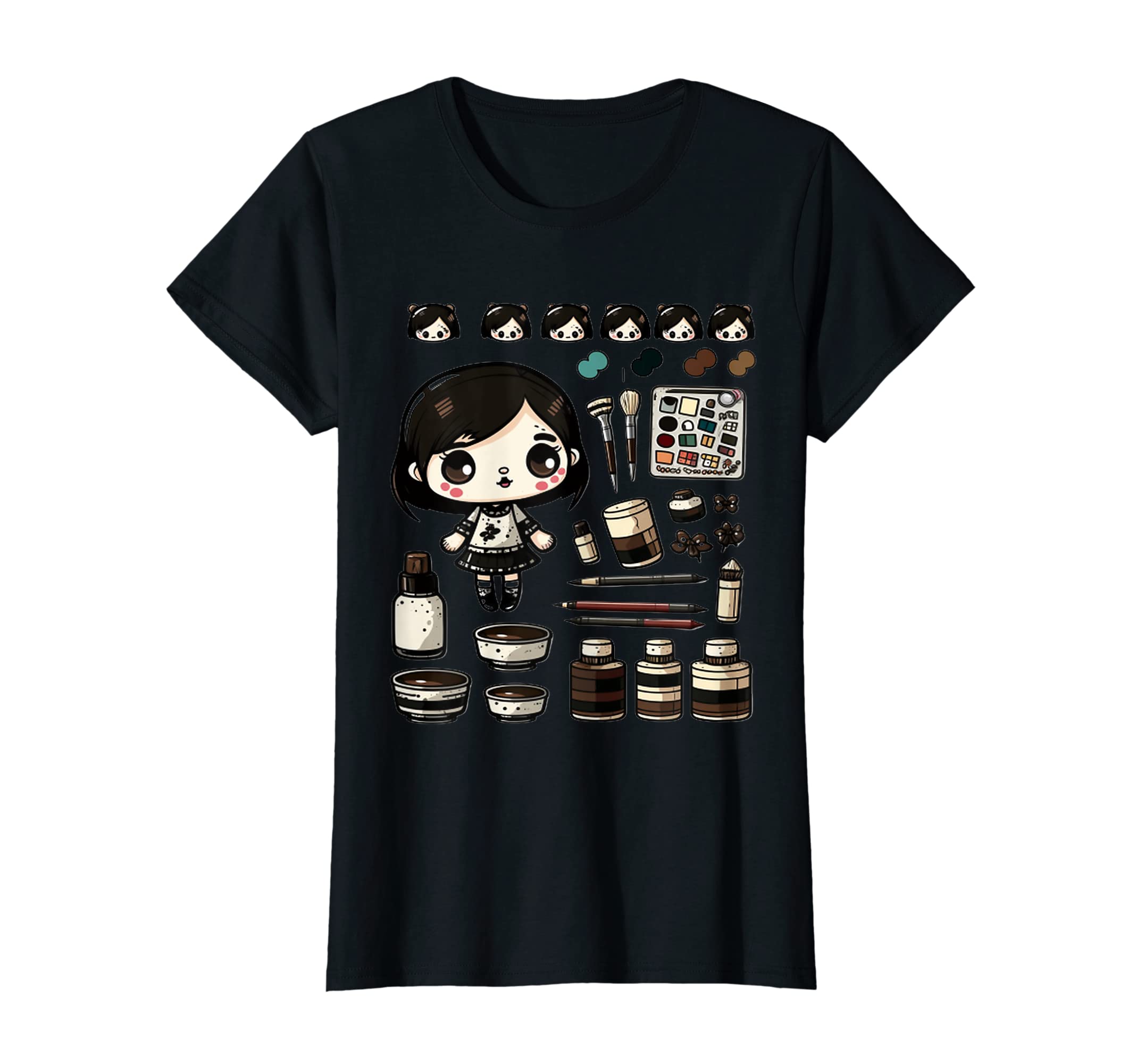 Cosmetics MakeUp Skincare Lashes Esthetician GiftsWomens Beauty Panda Bear Girl MUA Beautician Teddy Make Up Artist T-Shirt