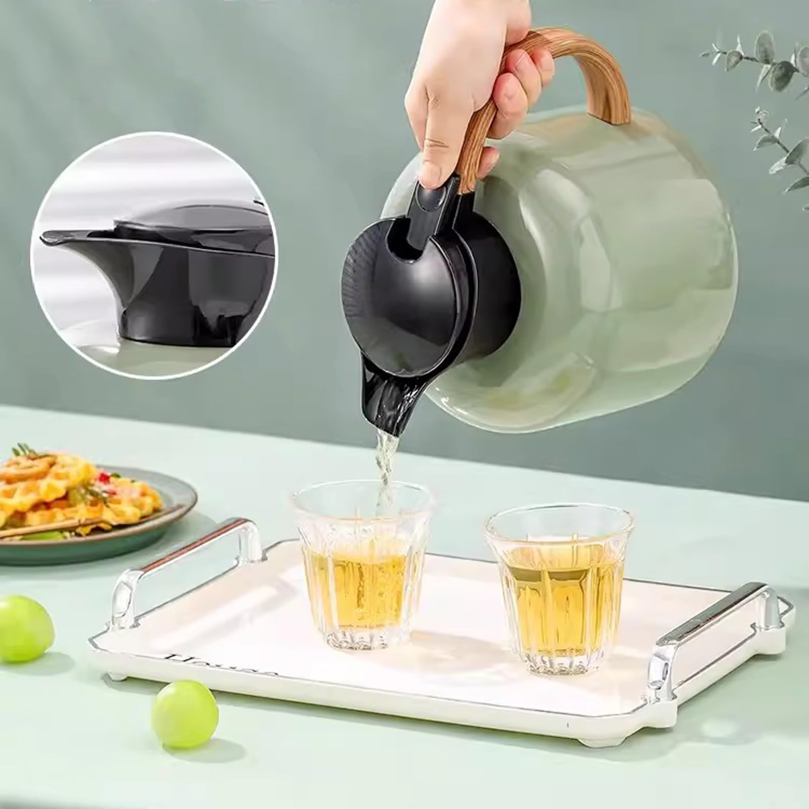 Caraffa Termica Bollitore for il tè in umido in acciaio inossidabile Bollitore for la preparazione del tè ovattato for uso domestico Bollitore for l'isolamento della separazione dell'acqua del tè Boll