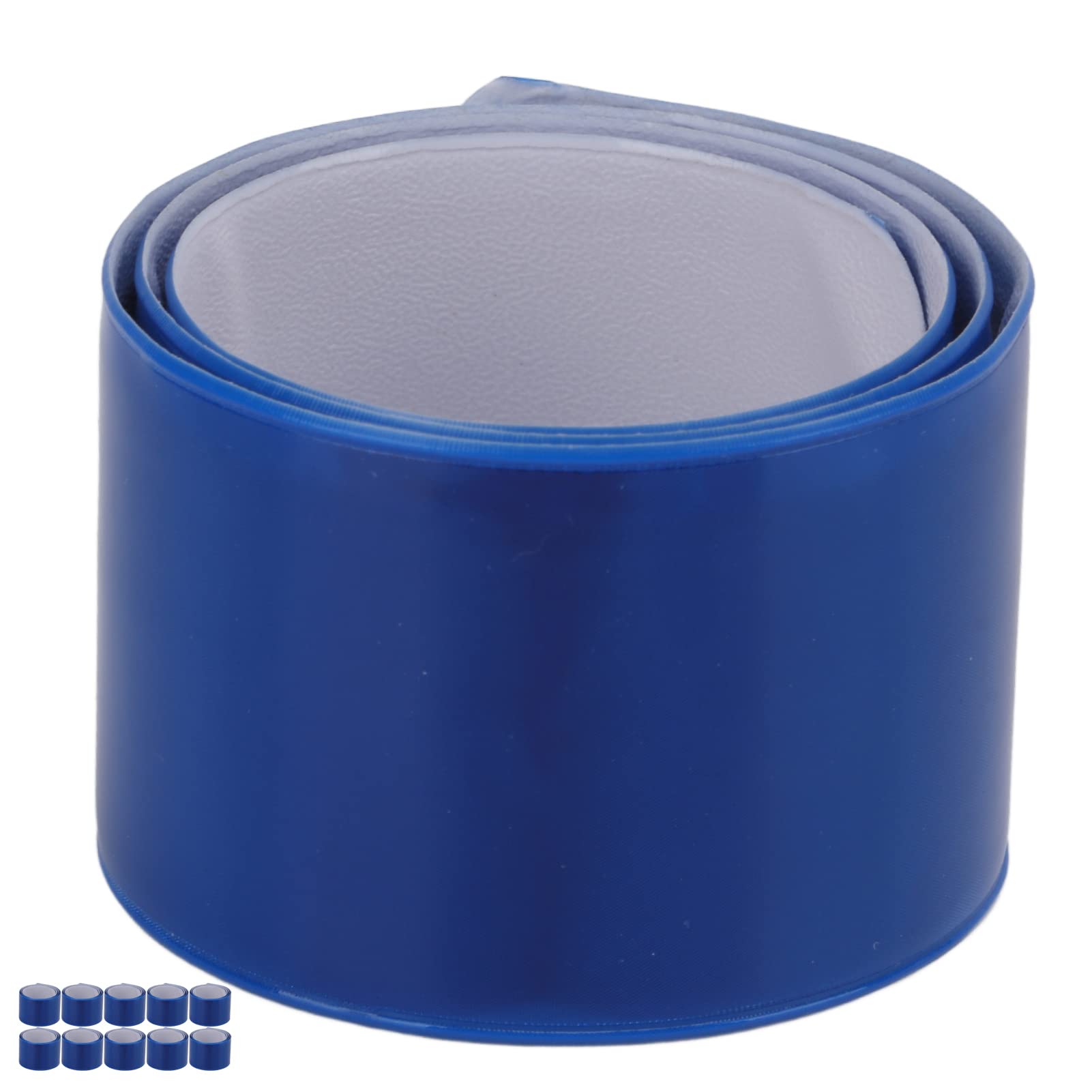 Lot de 10 bracelets réfléchissants en acier silicone haute visibilité pour vêtements, sport et équitation, améliore la sécurité avec des bandes réfléchissantes (bleu)