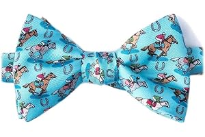 Men's 100% Silk Pony Up Horse Racing Kentucky Derby Day Butterfly Bow Tie