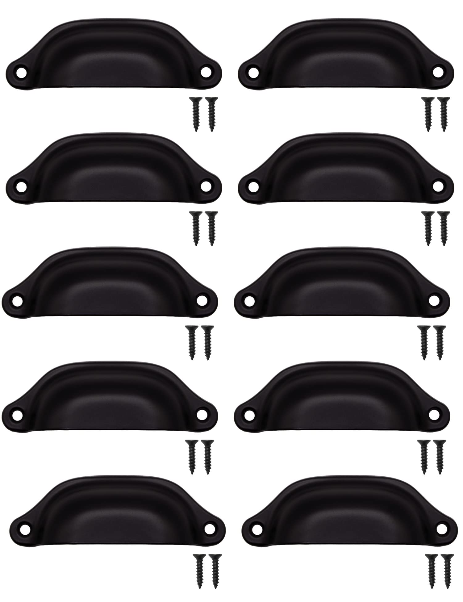 Fuxxer® - Set di 10 maniglie per cassetti antiche - Design retrò - Maniglie per credenze, credenze, cassettiere, stile casa di campagna, 98 x 32 mm, colore: nero