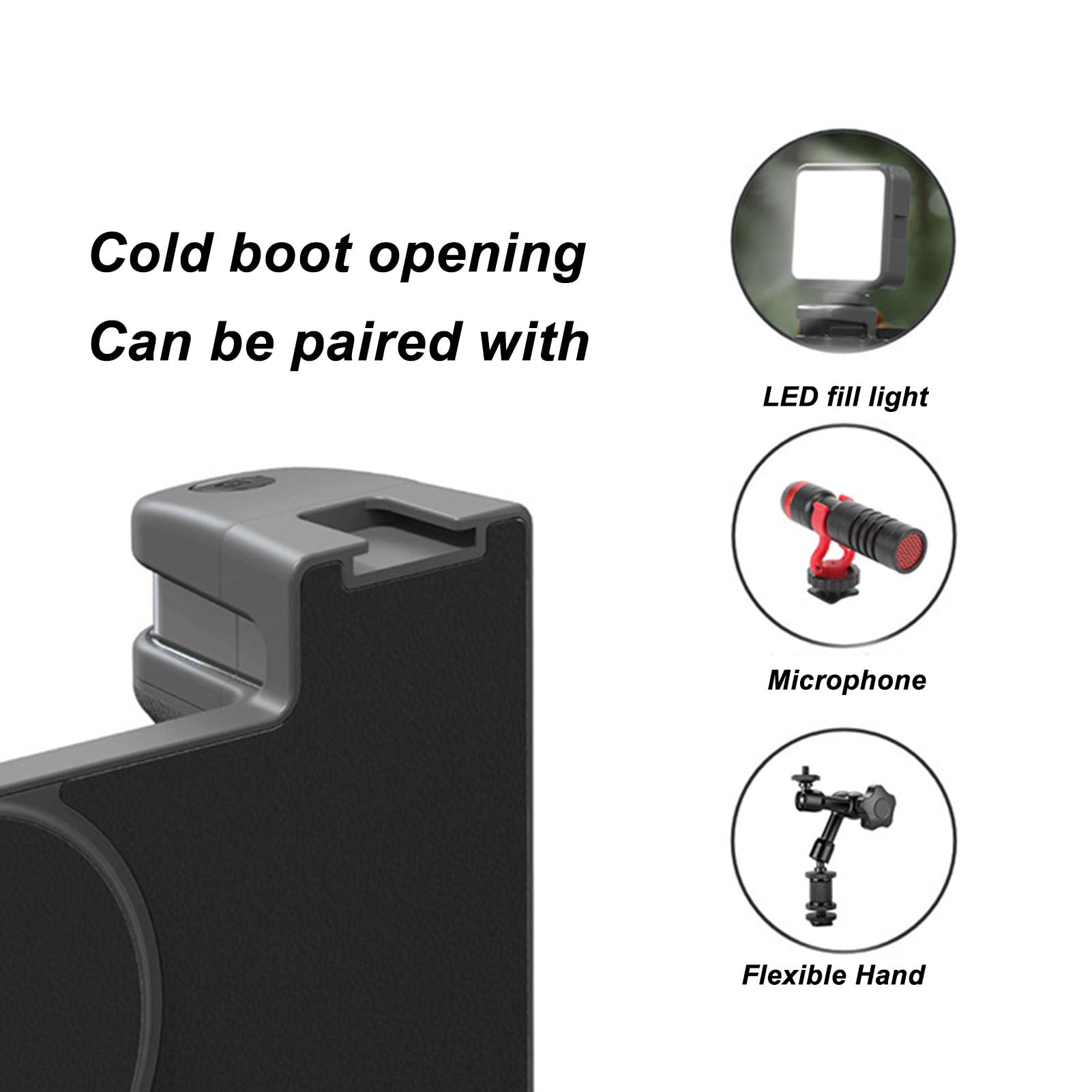 Black Smartphone Camera Grip Holder With Dual Cold Shoe Mounts & Removable Wireless Remote - View #8