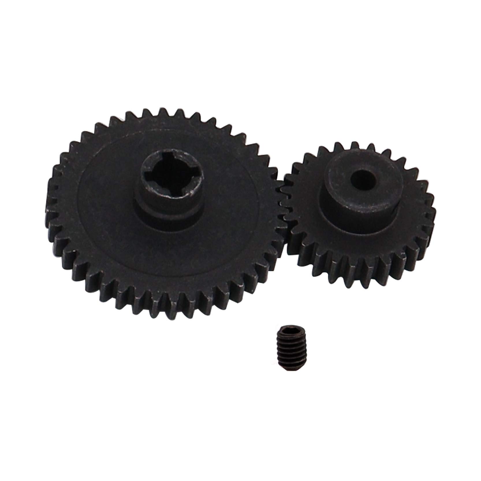 Metal 42T Diff Main Gear Reduction Gear & 27T Motor Gear Pinion for WLtoys A959-B A969-B A979-B K929-B 1/18 RC Car Upgrade Parts (Black)