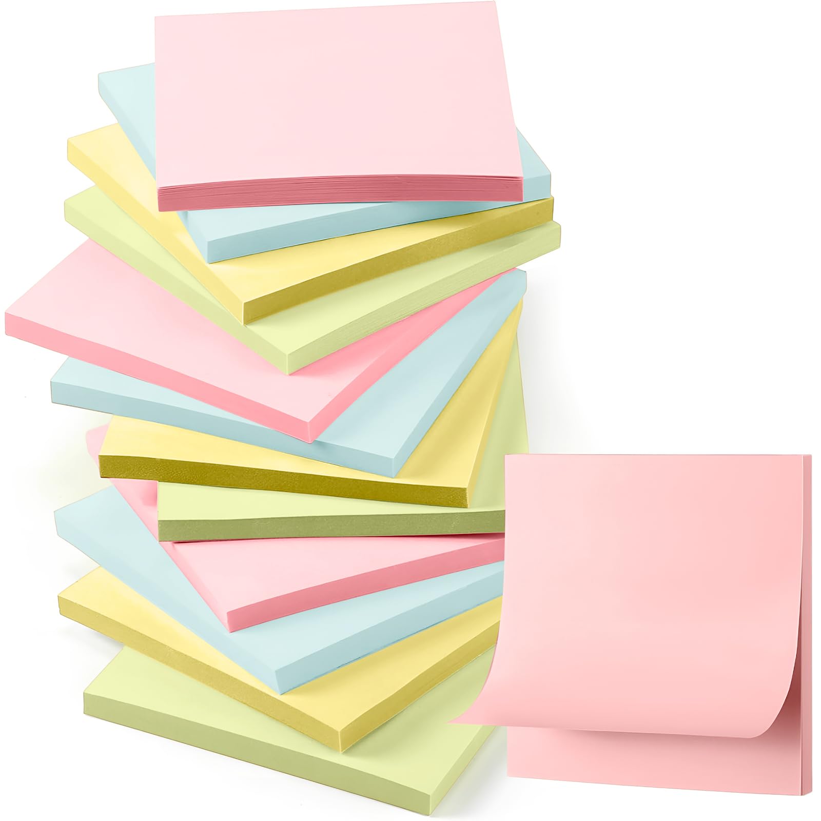 Fainne Haftnotizen für den Schulanfang, selbstklebende Notizblöcke, Papier, Memo für Büro, Schulanfang, Studenten, Lehrer, Essentials (7,6 x 7,6 cm, einfache Farbe), 200 Stück