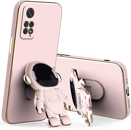 Funda compatible con Redmi Note 11 Pro con chapado creativo astronauta de dibujos animados, rosa, Xiaomi Redmi Note 11 Pro, funda de silicona a Funda compatible con Redmi Note 11 Pro con chapado creativo astronauta de dibujos animados, rosa, Xiaomi Redmi Note 11 Pro, funda de silicona a