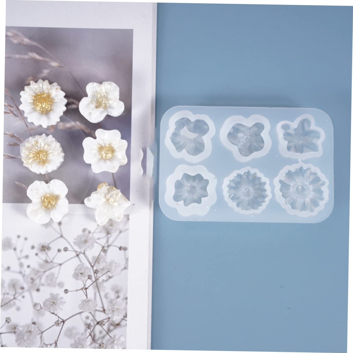 STOBOK 9piezas Moldes De Silicona Para Flores De Molde De Resina Epóxica Decoración Floral Para Fiestas y Manualidades