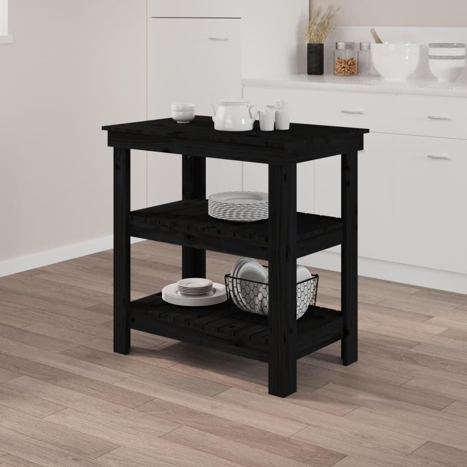 LAPOOH Banco de Trabajo, Mesa De Trabajo Taller, Caballete Mesa, Banco Herramientas, Bancada De Trabalho, Caballete para Mesa, de Madera Maciza de Pino Negro 78,5x50x80 cm