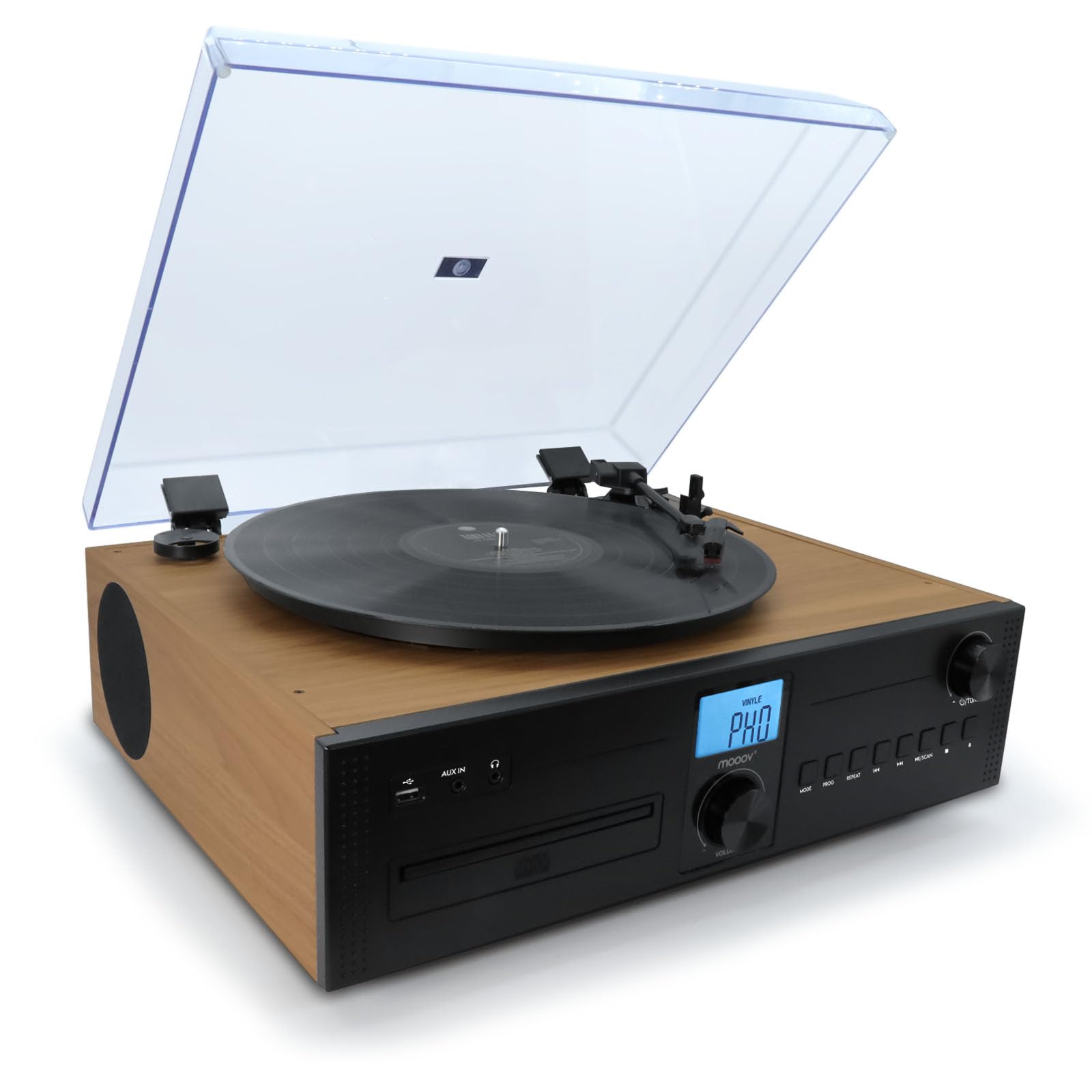 Mooov Micro-chaîne HiFi Radio CD Platine Vinyle 33 45 78 Tours Bluetooth