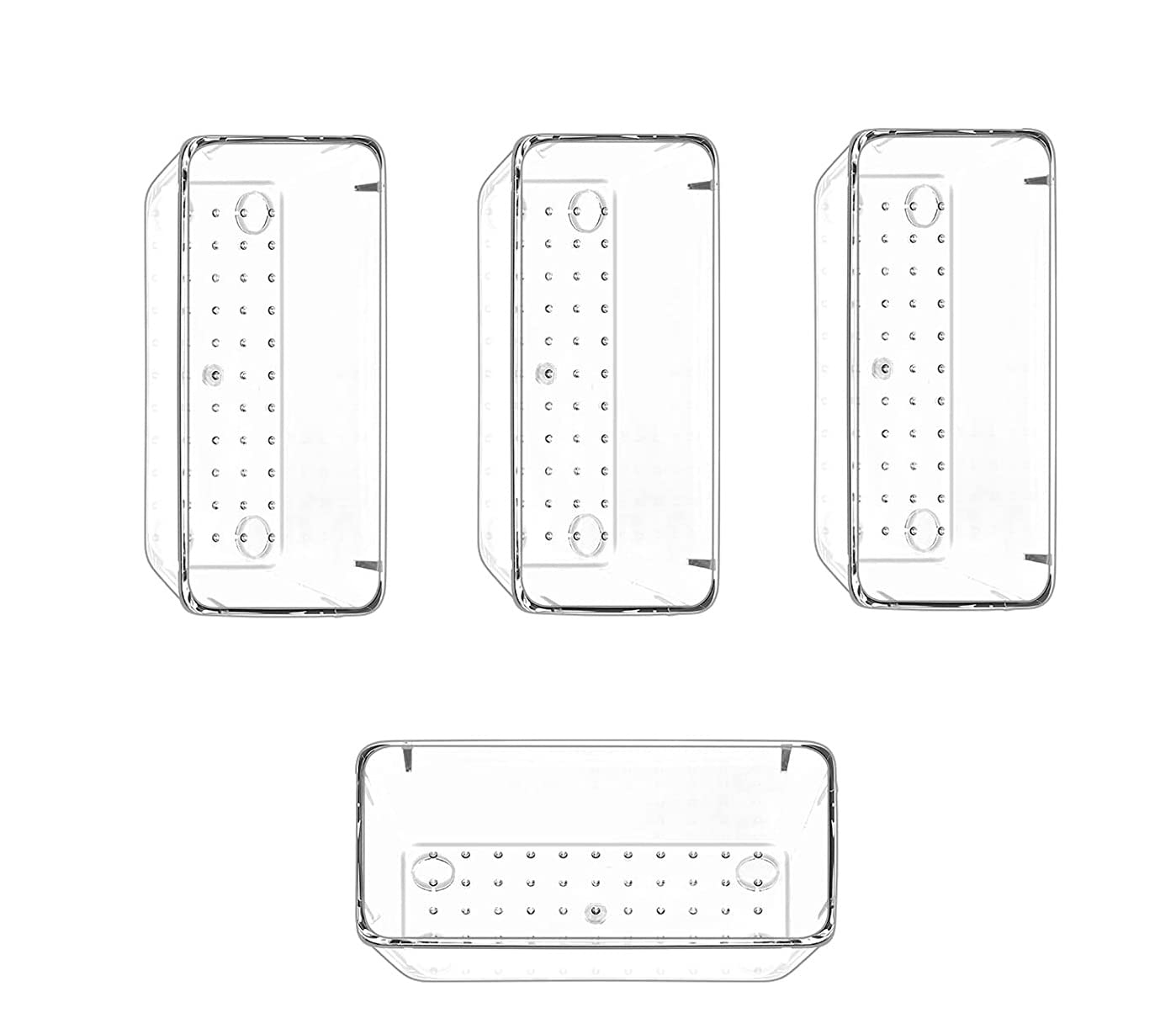 Zollyss 4 Pcs Versatile Vanity Drawer Storage Bins, Clear Plastic Drawer Organizer Trays, Customize Layout Organizer for Makeup and Bathroom Vanity (Clear)-image-23