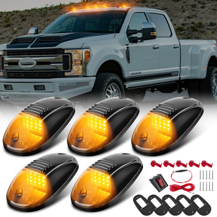 deesalio 5PCS LED Cab Roof Marker Lights, Cab Roof Top Marker Lights, Roof Top Clearance Lights, LED Roof Running Light, Super Duty Replacement for 1500 2500 3500 4500 5500 2003-2018 Pickup Trucks
