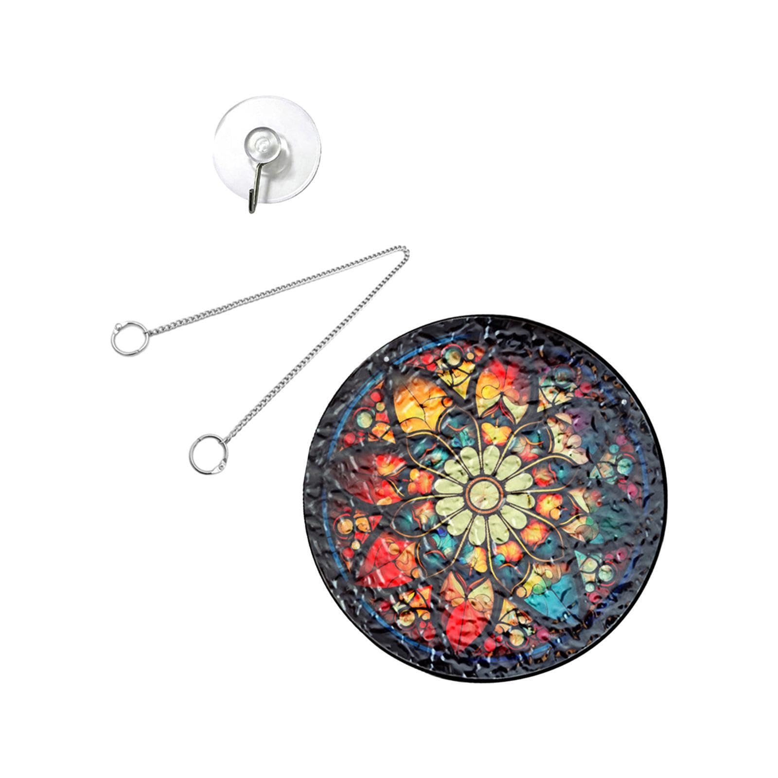 PUXZYAX Flower Decorative Window Decorations Colorful Stained Glass Hanging Panel Indoor Acrylic Glass Panel Decor Flower Hanging Ornament Which Is Colorful