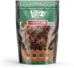Petisco Natural Pulmão Bovino em Pedaços – 100g | Luv Petiscos Naturais – Crocante, 100% Natural para Cães e Gatos