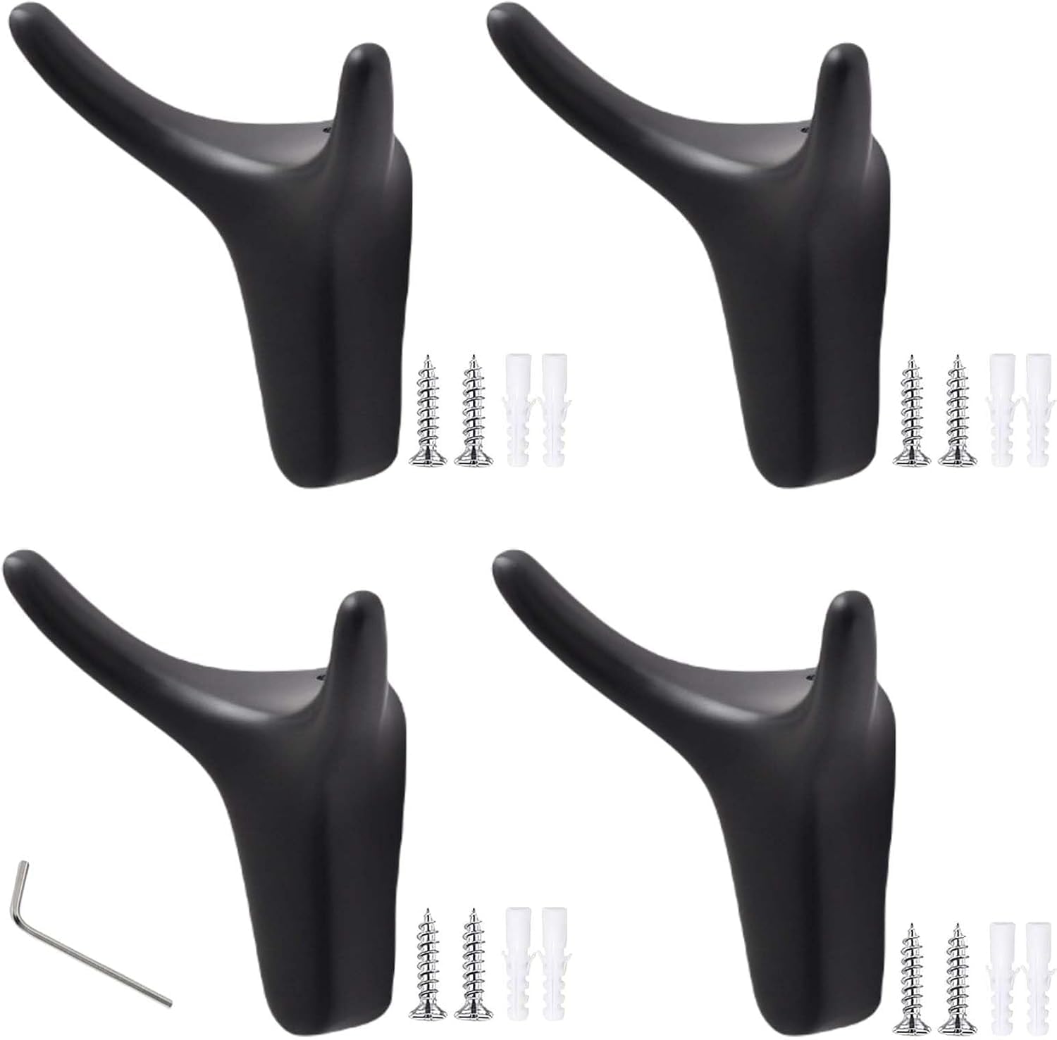 PAQWTYB Hooks, 4 Pack Ox Horn Metal Decorative Hook Wall-Mounted Coat